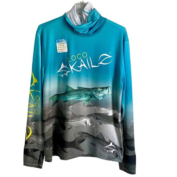 Loco Skailz Gaiter Neck Long Sleeve Graphic Performance Top Men's Medium NEW - Picture 1 of 11